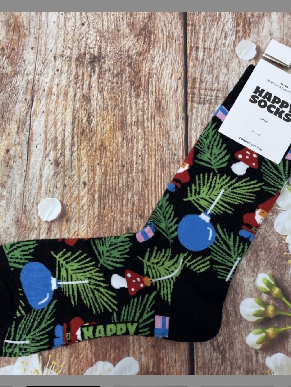 Happy Socks Black Gnomes & Ornaments Crew Socks